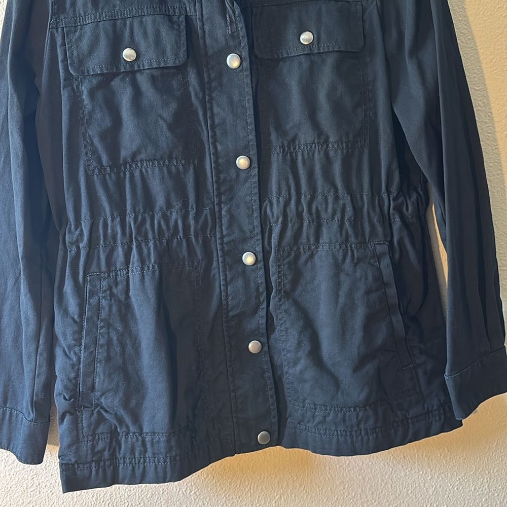 Gap Utility Jacket Medium Black Snap Button Zip-U… - image 3